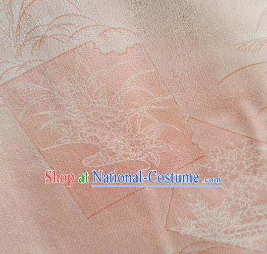 Chinese Traditional Pattern Design Pink Silk Fabric Asian Brocade China Hanfu Satin Material