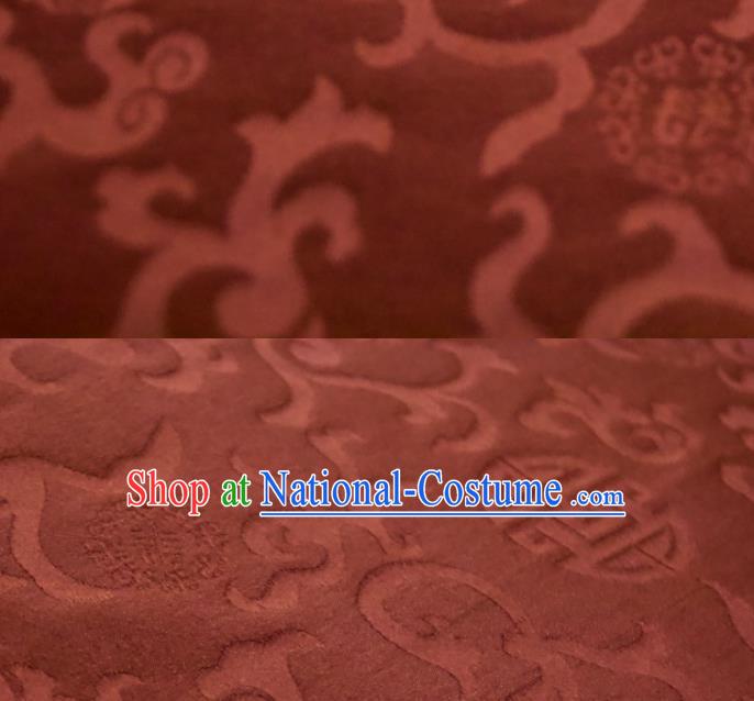 Chinese Traditional Twine Flowers Pattern Design Brown Silk Fabric Asian China Hanfu Rayon Material