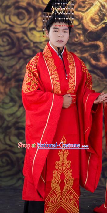 Chinese Traditional Wedding Red Dress Ancient Tang Dynasty Court Princess Costumes and Headpiece for Women