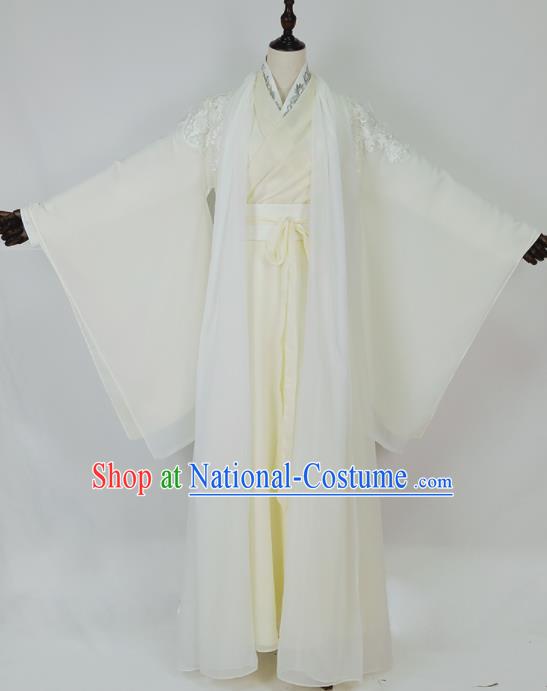 Chinese Traditional Song Dynasty Embroidered Yellow Dress Ancient Female Swordsman Costumes for Women