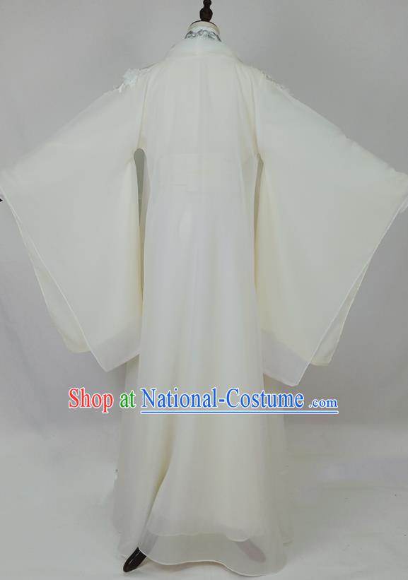 Chinese Traditional Song Dynasty Embroidered White Dress Ancient Female Swordsman Costumes for Women