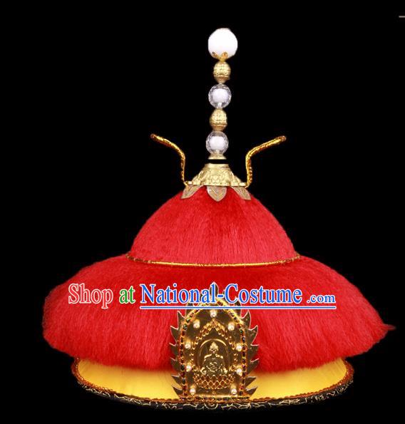 Chinese Traditional Qing Dynasty Emperor Hat Ancient Monarch Headwear for Men