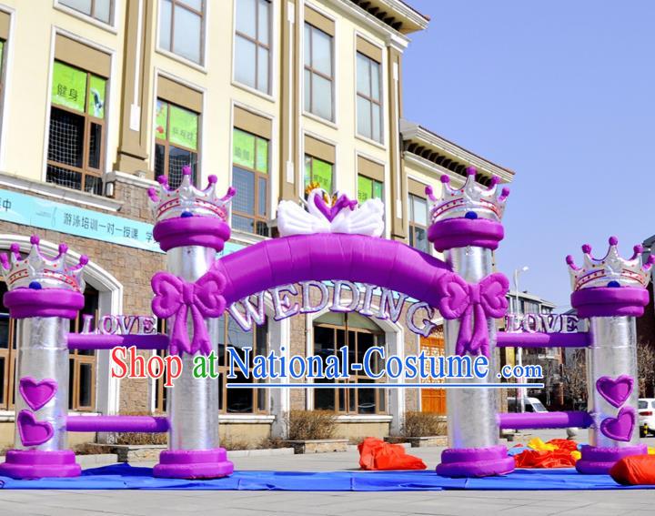 Large Christmas Day New Year Inflatable Models Wedding Purple Bowknot Inflatable Arches Archway