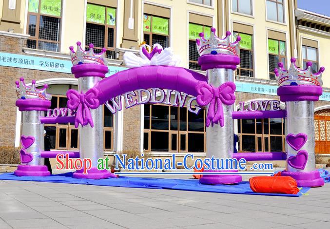 Large Christmas Day New Year Inflatable Models Wedding Purple Bowknot Inflatable Arches Archway