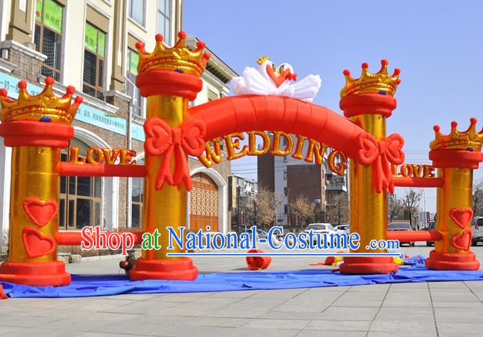 Large Christmas Day New Year Inflatable Models Wedding Red Bowknot Inflatable Arches Archway