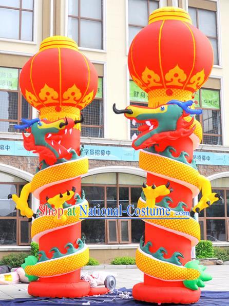 Large Chinese Moving Inflatable Dragon Red Pillar Product Models New Year Inflatable Arches