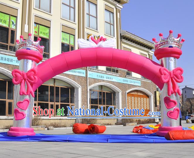 Large Christmas Day New Year Inflatable Pink Bowknot Models Inflatable Arches Archway