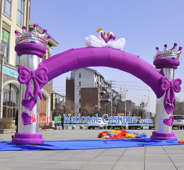 Large Christmas Day New Year Inflatable Purple Bowknot Models Inflatable Arches Archway