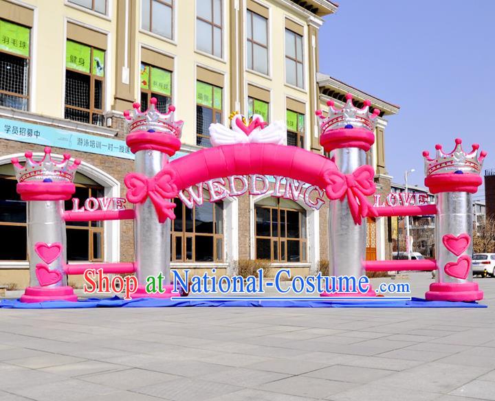 Large Christmas Day New Year Inflatable Models Wedding Pink Bowknot Inflatable Arches Archway