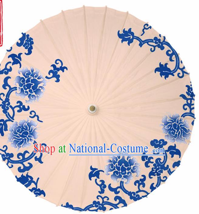 Chinese Traditional Printing Twine Peony Oil Paper Umbrella Artware Paper Umbrella Classical Dance Umbrella Handmade Umbrellas