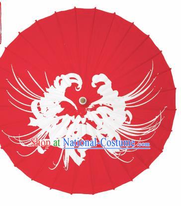 Chinese Traditional Printing Equinox Flower Red Oil Paper Umbrella Artware Paper Umbrella Classical Dance Umbrella Handmade Umbrellas