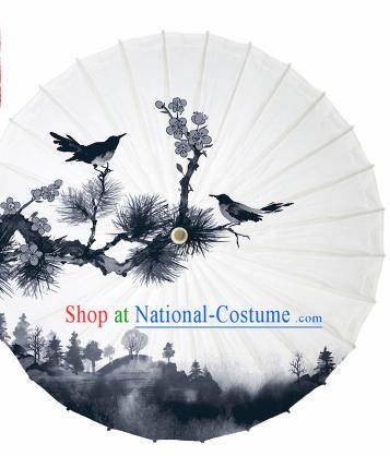 Chinese Traditional Printing Pine Plum Oil Paper Umbrella Artware Paper Umbrella Classical Dance Umbrella Handmade Umbrellas