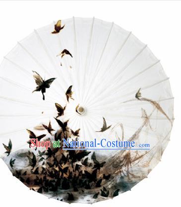 Chinese Traditional Printing Black Butterfly Oil Paper Umbrella Artware Paper Umbrella Classical Dance Umbrella Handmade Umbrellas