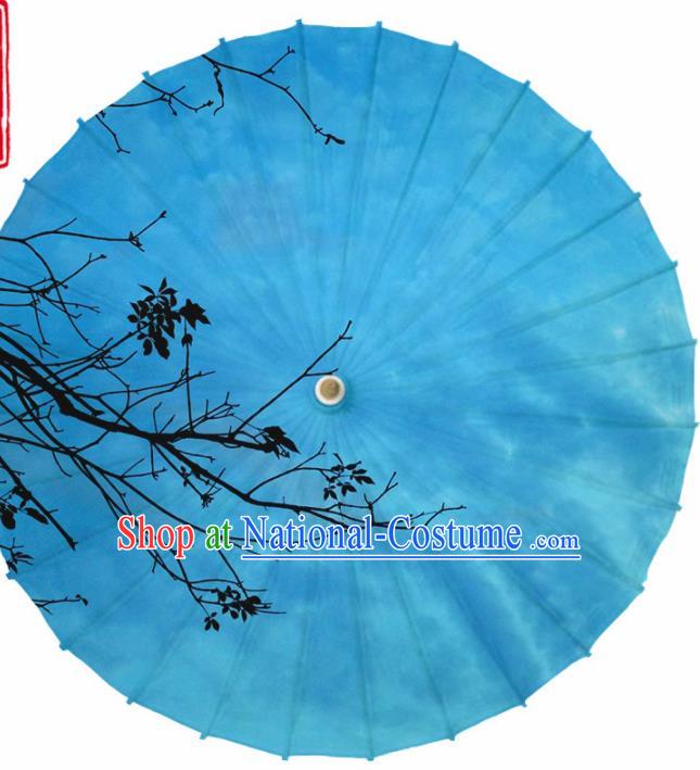 Chinese Traditional Printing Blue Oil Paper Umbrella Artware Paper Umbrella Classical Dance Umbrella Handmade Umbrellas