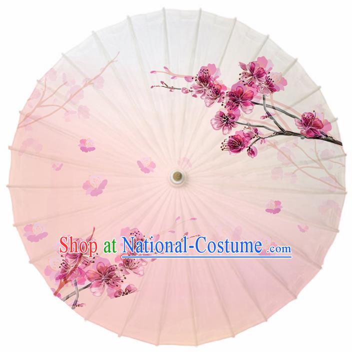 Chinese Traditional Printing Peach Blossom Pink Oil Paper Umbrella Artware Paper Umbrella Classical Dance Umbrella Handmade Umbrellas