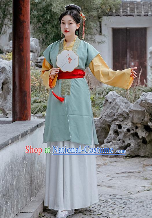 Chinese Drama A Dream in Red Mansions Traditional Ancient Ming Dynasty Maidservant Replica Costumes for Women