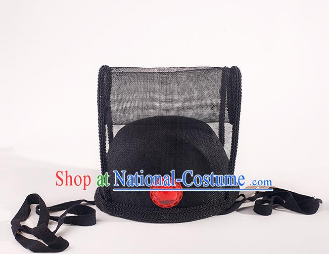 Chinese Traditional Ming Dynasty Scholar Black Veil Hat Ancient Minister Headdress for Men