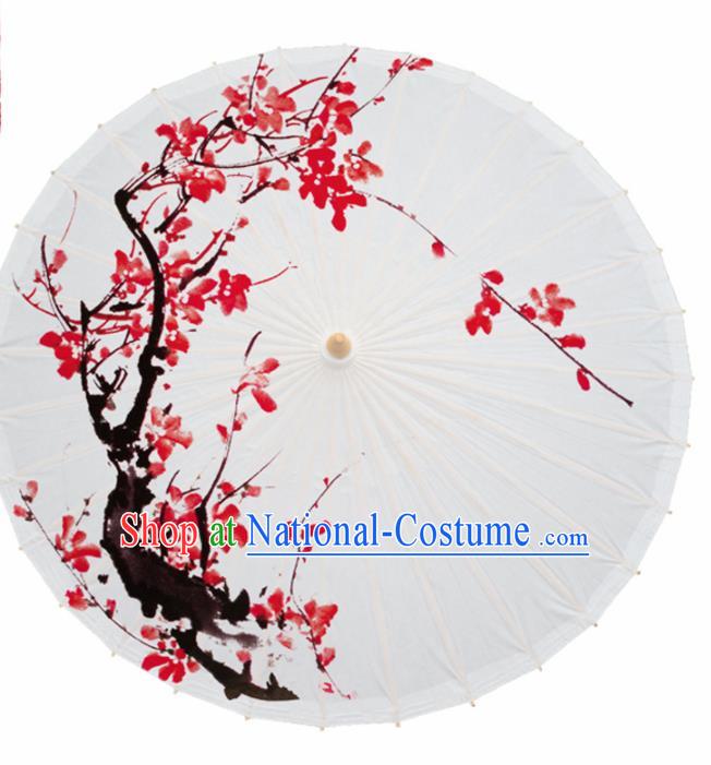 Chinese Traditional Printing Red Plum Oil Paper Umbrella Artware Paper Umbrella Classical Dance Umbrella Handmade Umbrellas