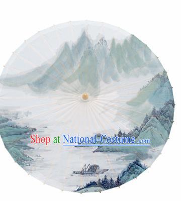 Chinese Traditional Landscape Painting Oil Paper Umbrella Artware Paper Umbrella Classical Dance Umbrella Handmade Umbrellas