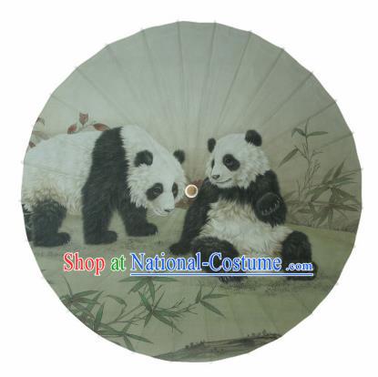 Chinese Traditional Printing Panda Oil Paper Umbrella Artware Paper Umbrella Classical Dance Umbrella Handmade Umbrellas