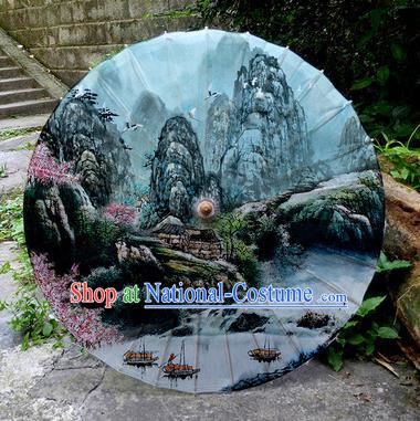 Chinese Traditional Painting Peach Garden Oil Paper Umbrella Artware Paper Umbrella Classical Dance Umbrella Handmade Umbrellas