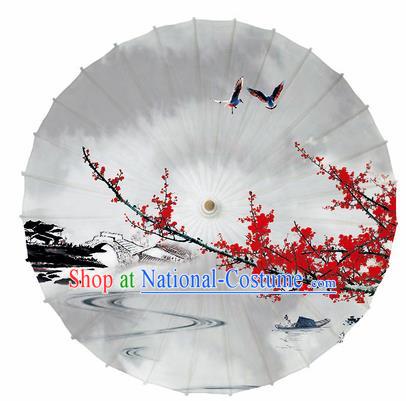 Chinese Printing Red Plum Oil Paper Umbrella Artware Paper Umbrella Traditional Classical Dance Umbrella Handmade Umbrellas