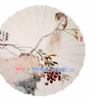 Chinese Printing Squirrel Oil Paper Umbrella Artware Paper Umbrella Traditional Classical Dance Umbrella Handmade Umbrellas