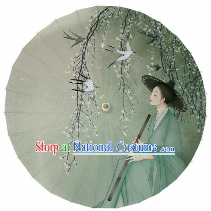 Chinese Printing Swordsman Oil Paper Umbrella Artware Paper Umbrella Traditional Classical Dance Umbrella Handmade Umbrellas