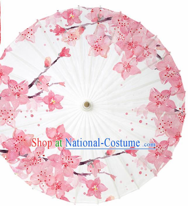 Chinese Printing Peach Blossom Oil Paper Umbrella Artware Paper Umbrella Traditional Classical Dance Umbrella Handmade Umbrellas