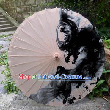 Chinese Printing Dragon Light Pink Oil Paper Umbrella Artware Paper Umbrella Traditional Classical Dance Umbrella Handmade Umbrellas