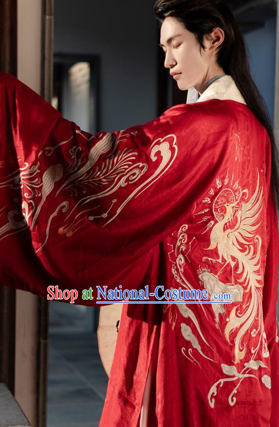 Chinese Ancient Prince Red Costumes Traditional Ming Dynasty Nobility Childe Clothing for Men