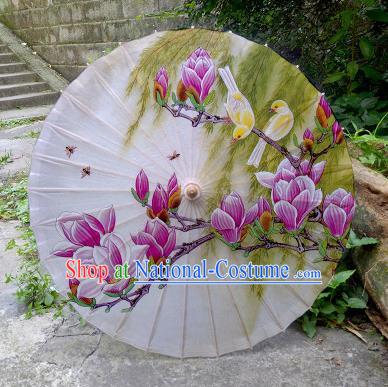 Chinese Artware Paper Umbrella Traditional Printing Red Yulan Magnolia Oil Paper Umbrella Classical Dance Umbrella Handmade Umbrellas