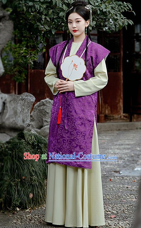 Chinese Ancient Drama Dream of the Red Chamber Costumes Traditional Ming Dynasty Nobility Lady Purple Dress for Women