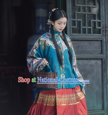 Chinese Drama Ancient Hanfu Peacock Green Blouse Traditional Ming Dynasty Princess Costumes for Women