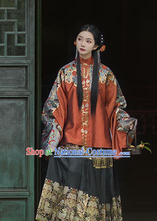 Chinese Drama Ancient Hanfu Orange Blouse Traditional Ming Dynasty Princess Costumes for Women