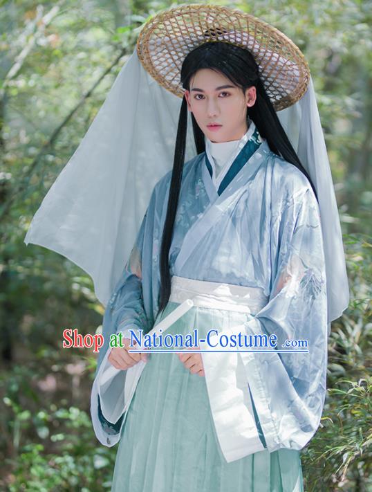 Chinese Ancient Swordsman Costumes Traditional Jin Dynasty Nobility Childe Clothing for Men