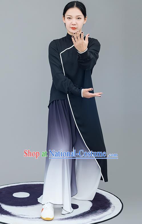 Chinese Traditional Tai Chi Training Black Costumes Martial Arts Performance Outfits for Women