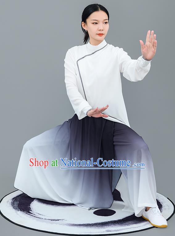 Chinese Traditional Tai Chi Training White Costumes Martial Arts Performance Outfits for Women