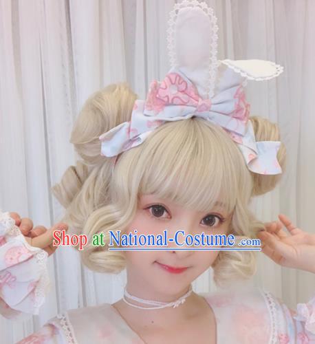 Top Grade Cosplay Light Golden Wigs Young Lady Curly Hair Wiggery Headdress for Women