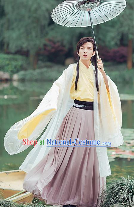 Chinese Traditional Cosplay Swordsman Costumes Ancient Scholar Clothing for Men