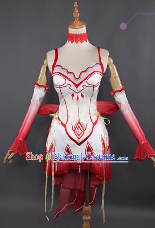 Top Grade Cosplay Fairy Red Short Dress Halloween Magic Princess Costume for Women