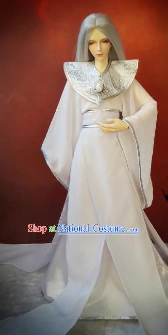 Chinese Traditional Cosplay Swordsman White Costumes Ancient Crown Prince Clothing for Men