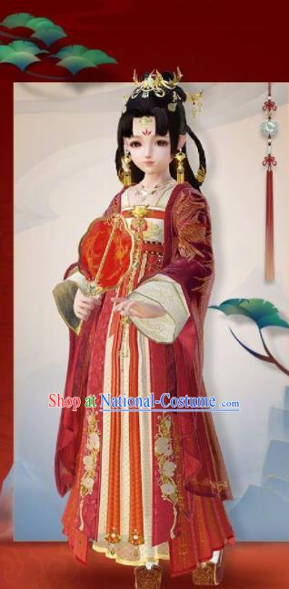 Chinese Traditional Cosplay Princess Wedding Costumes Ancient Female Swordsman Red Hanfu Dress for Women