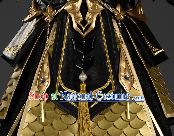 Chinese Traditional Cosplay General King Black Armor Costumes Ancient Swordsman Clothing for Men