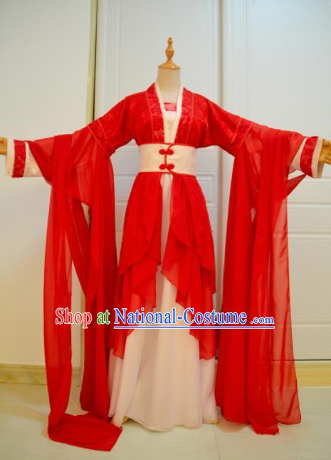 Chinese Traditional Cosplay Goddess Princess Red Costumes Ancient Female Swordsman Hanfu Dress for Women