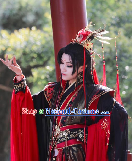 Chinese Traditional Cosplay Swordsman King Costumes Ancient Royal Highness Clothing for Men