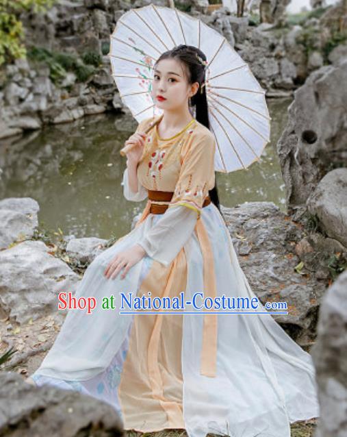 Chinese Traditional Tang Dynasty Palace Maid Costumes Ancient Drama Goddess Hanfu Dress for Women