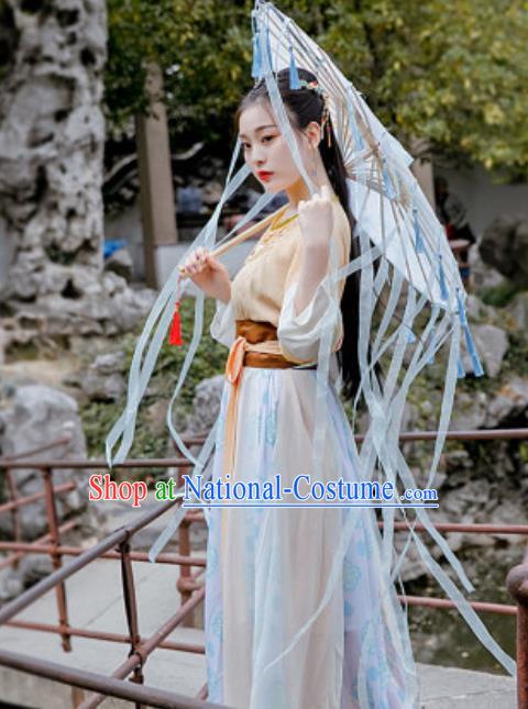 Chinese Traditional Tang Dynasty Palace Maid Costumes Ancient Drama Goddess Hanfu Dress for Women