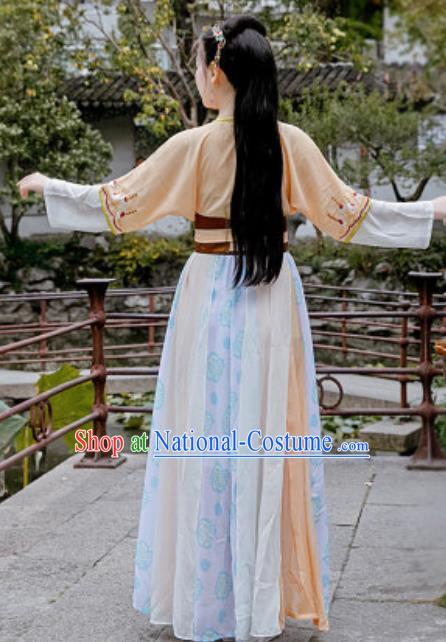 Chinese Traditional Tang Dynasty Palace Maid Costumes Ancient Drama Goddess Hanfu Dress for Women