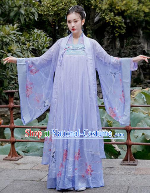 Chinese Traditional Song Dynasty Nobility Lady Costumes Ancient Drama Goddess Princess Purple Hanfu Dress for Women